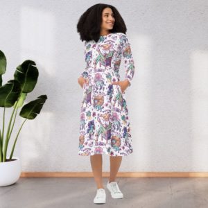 Bloom Wild Midi Dress with Pockets