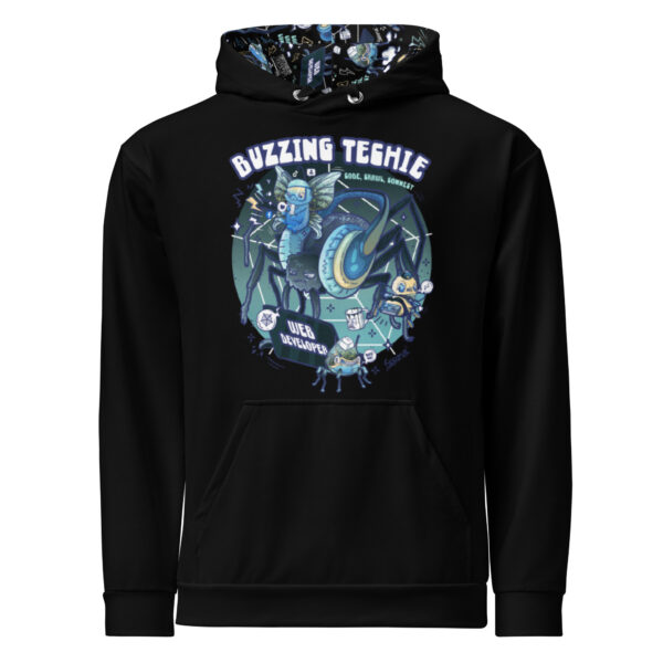 Buzzing techie graphic hooded sweatshirt