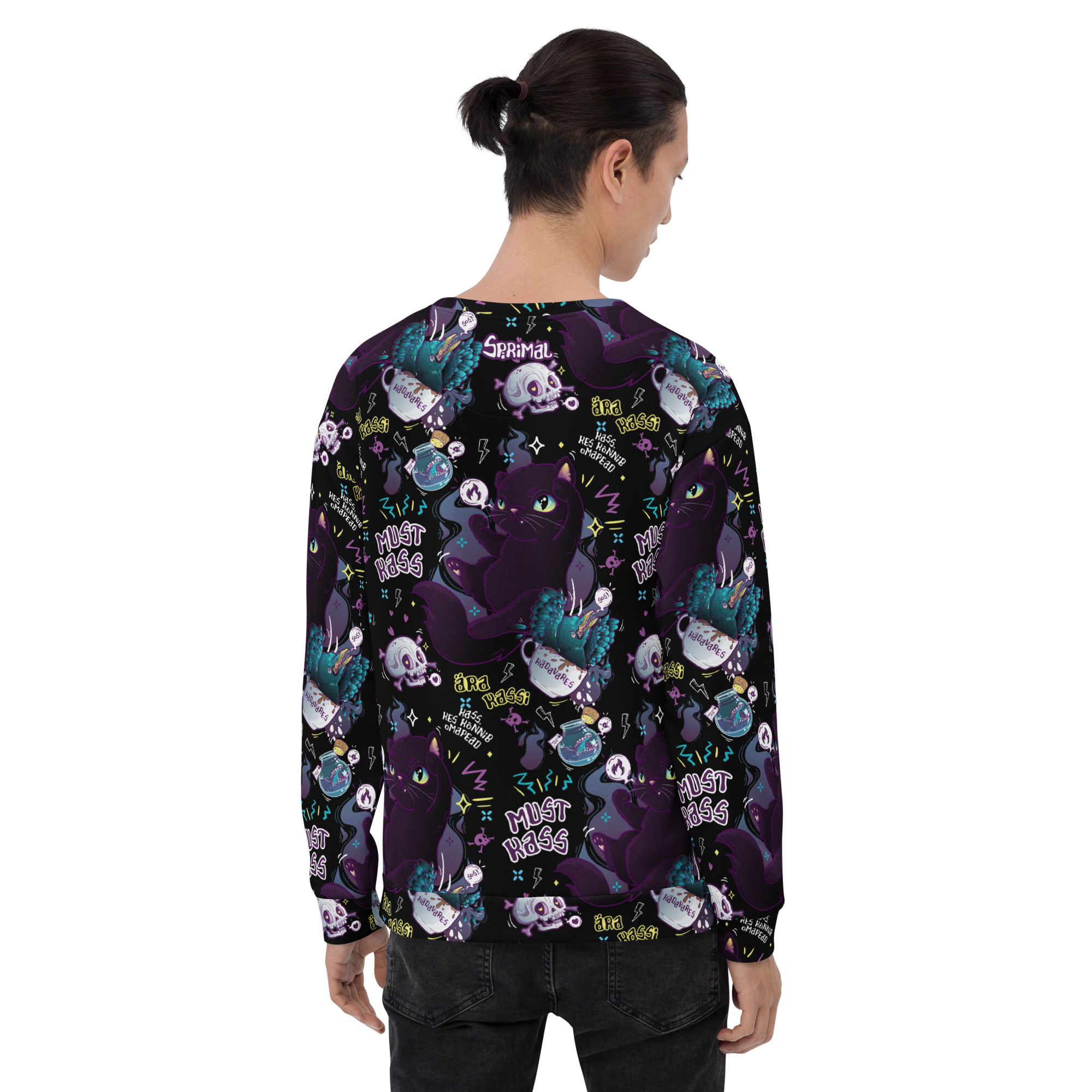 Black Cat Pattern Sweatshirt - Image 8
