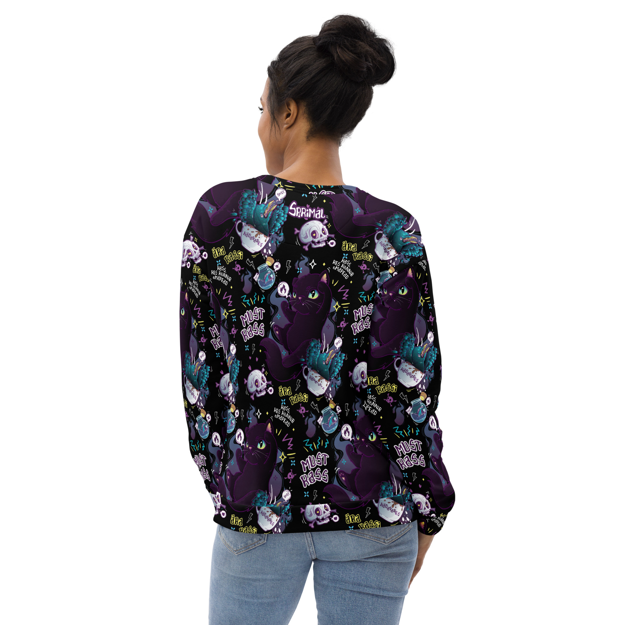 Black Cat Pattern Sweatshirt - Image 6
