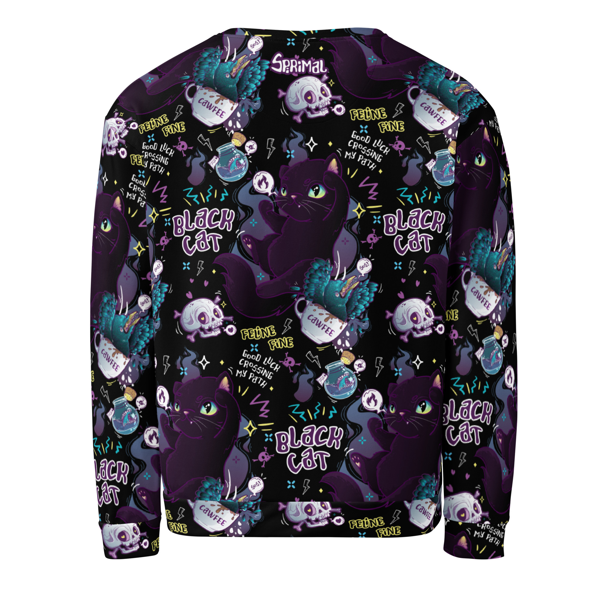 Black Cat Pattern Sweatshirt - Image 10