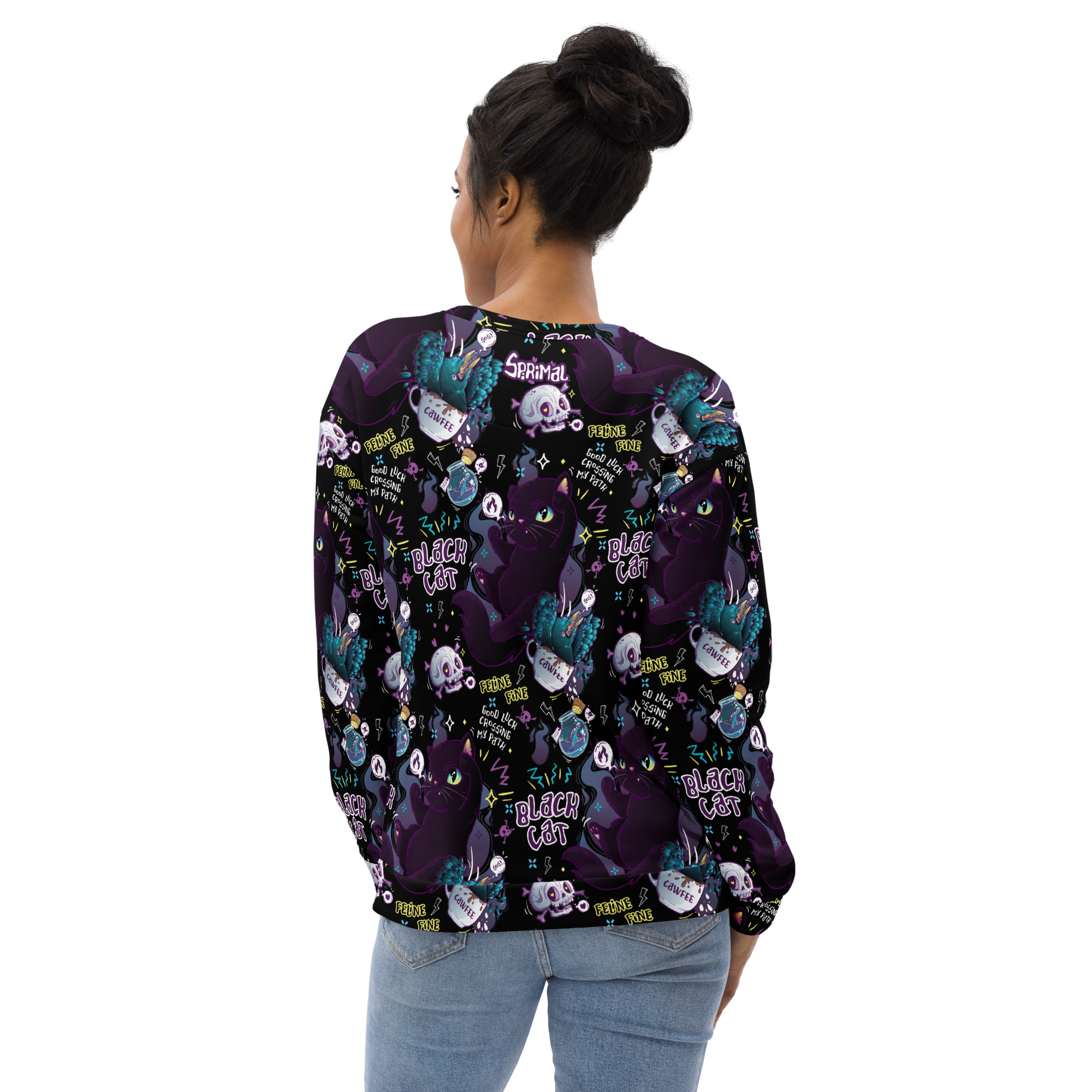 Black Cat Pattern Sweatshirt - Image 14