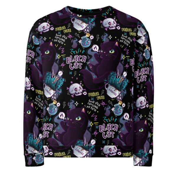 Black Cat Pattern Sweatshirt - Image 9