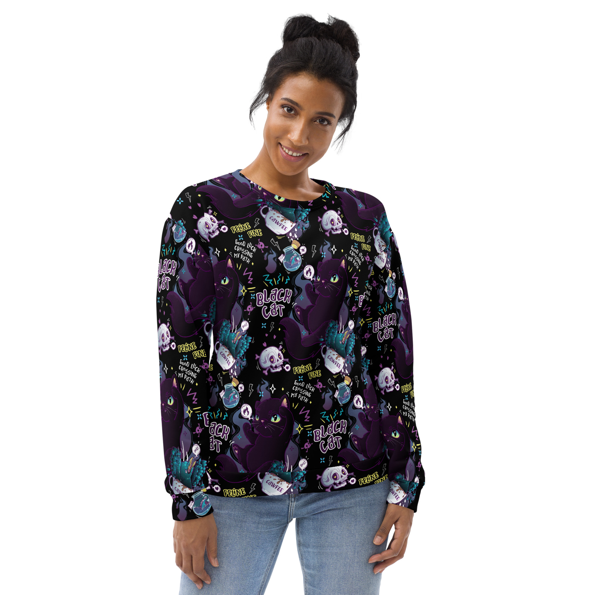 Black Cat Pattern Sweatshirt - Image 13