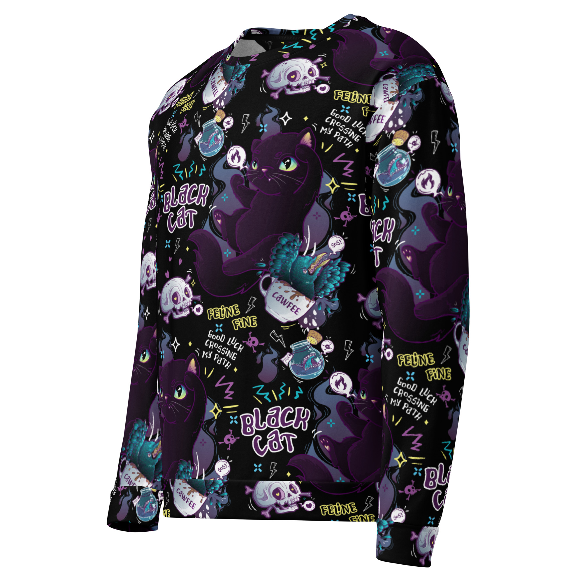 Black Cat Pattern Sweatshirt - Image 11