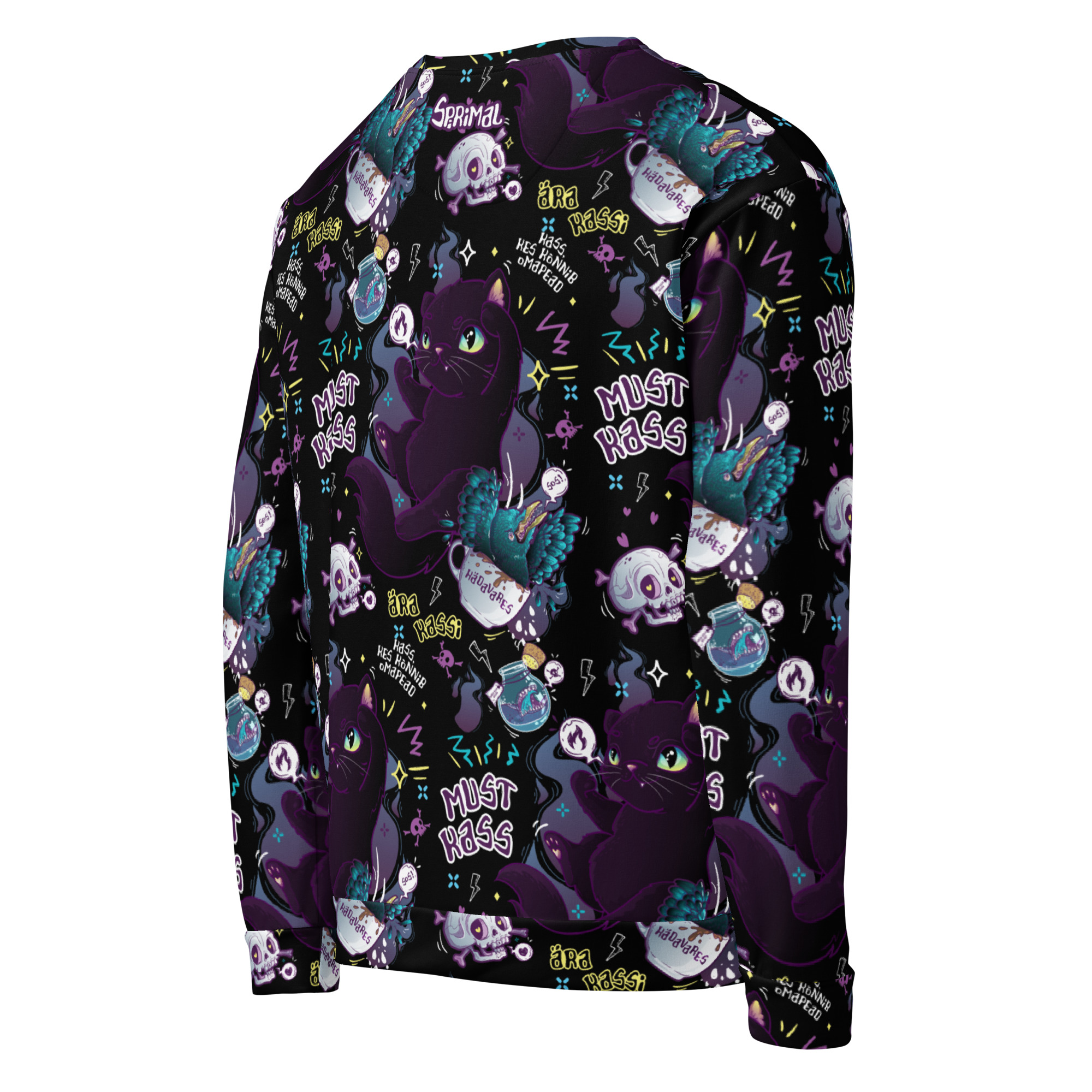 Black Cat Pattern Sweatshirt - Image 4