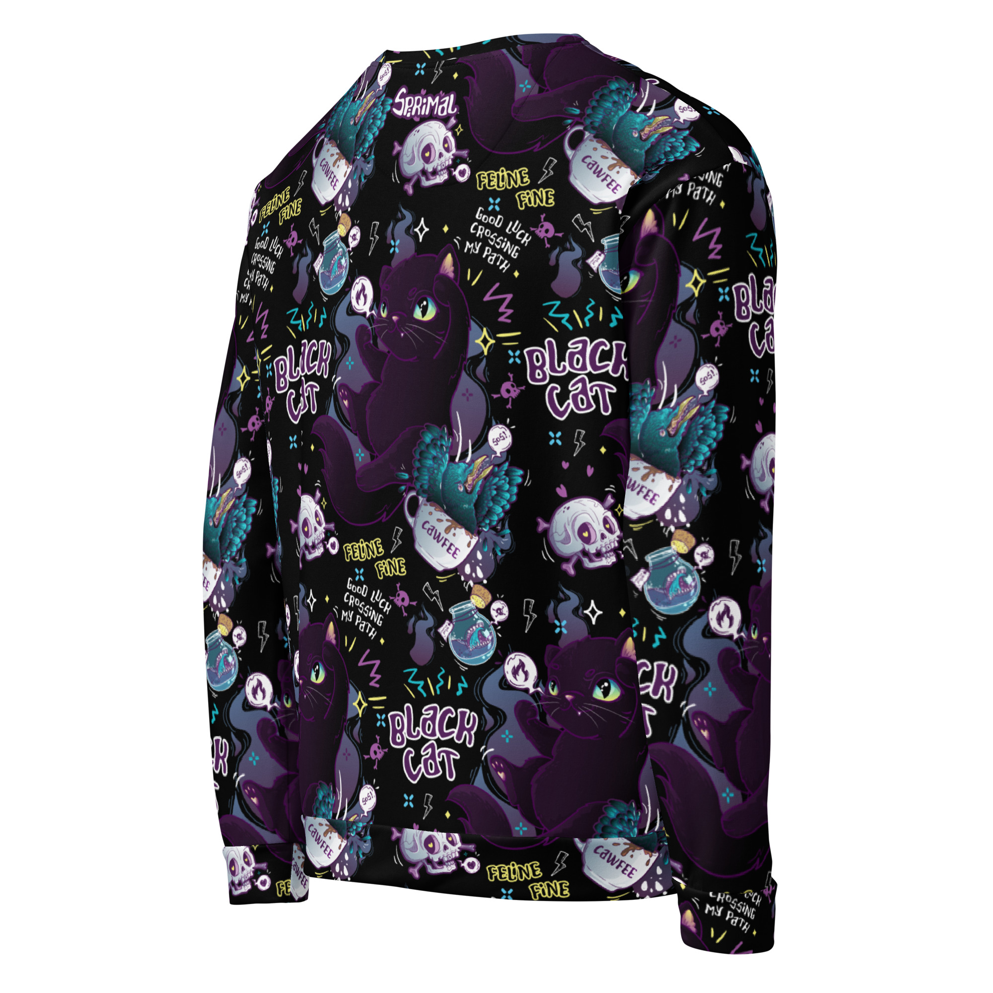 Black Cat Pattern Sweatshirt - Image 12