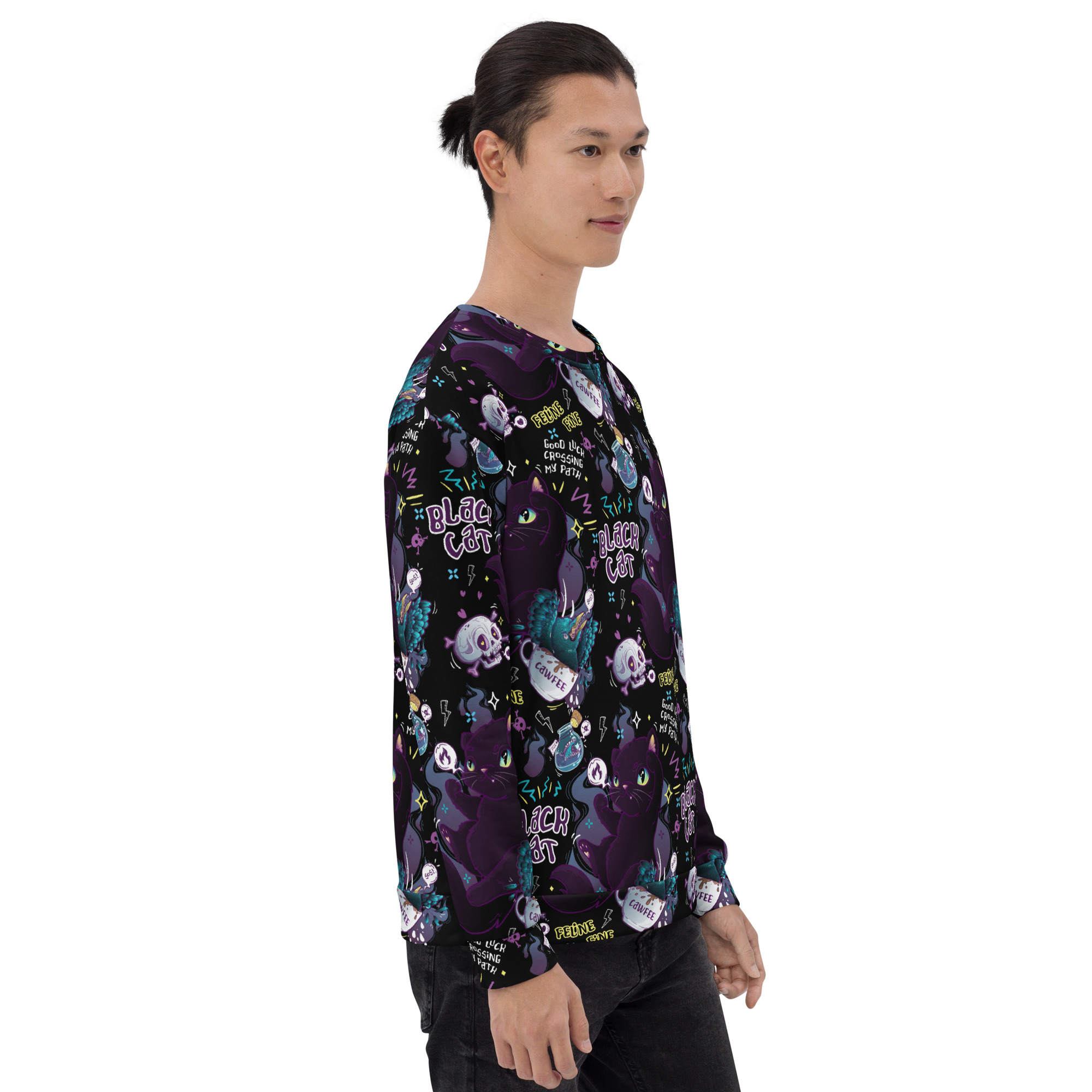 Black Cat Pattern Sweatshirt - Image 15