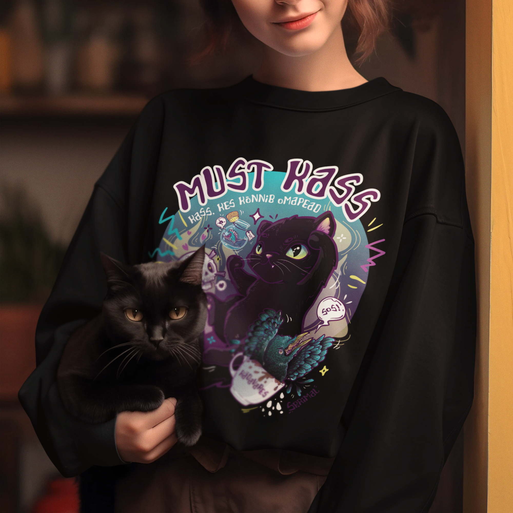 Black Cat Sweatshirt - Image 2