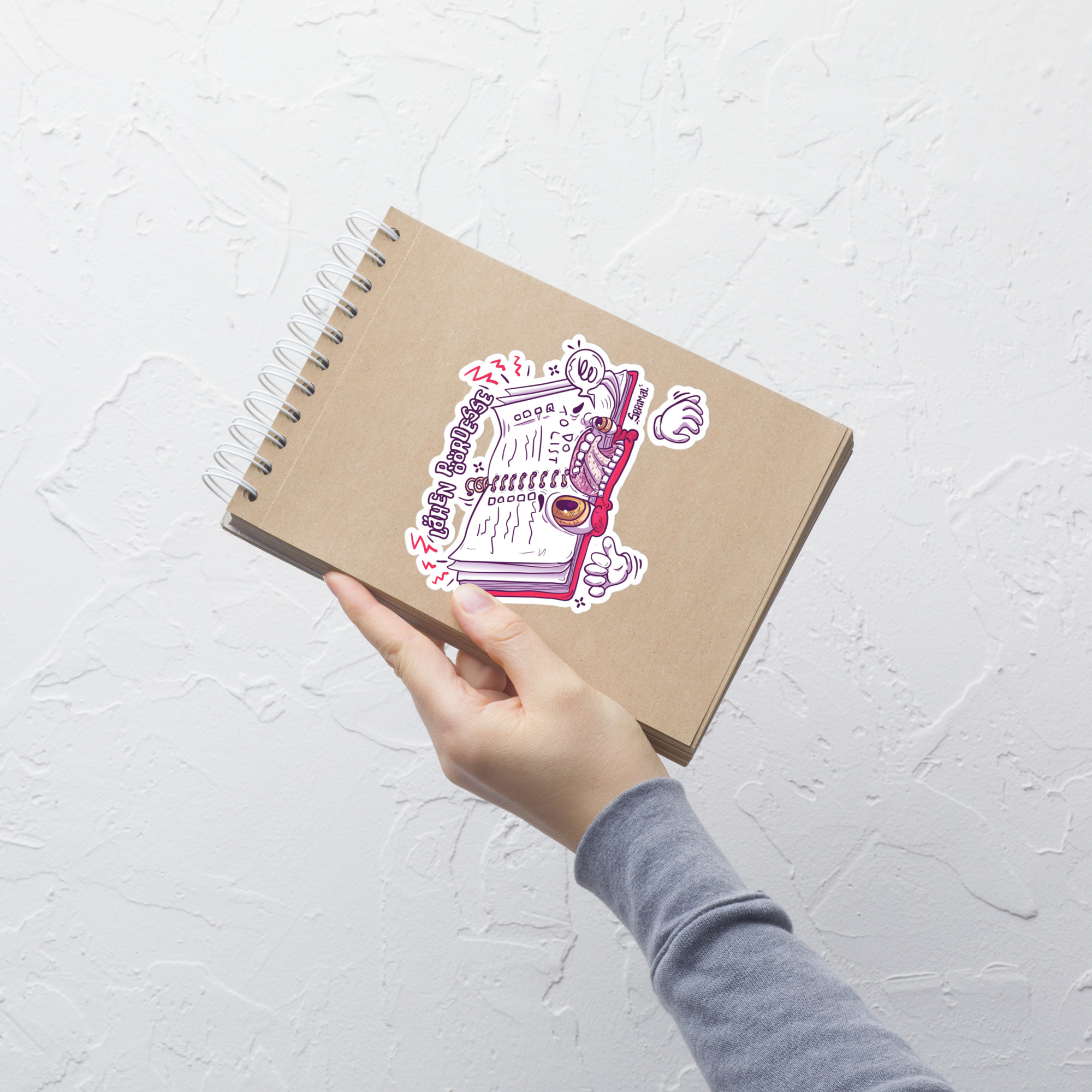Spiraling notebook sticker