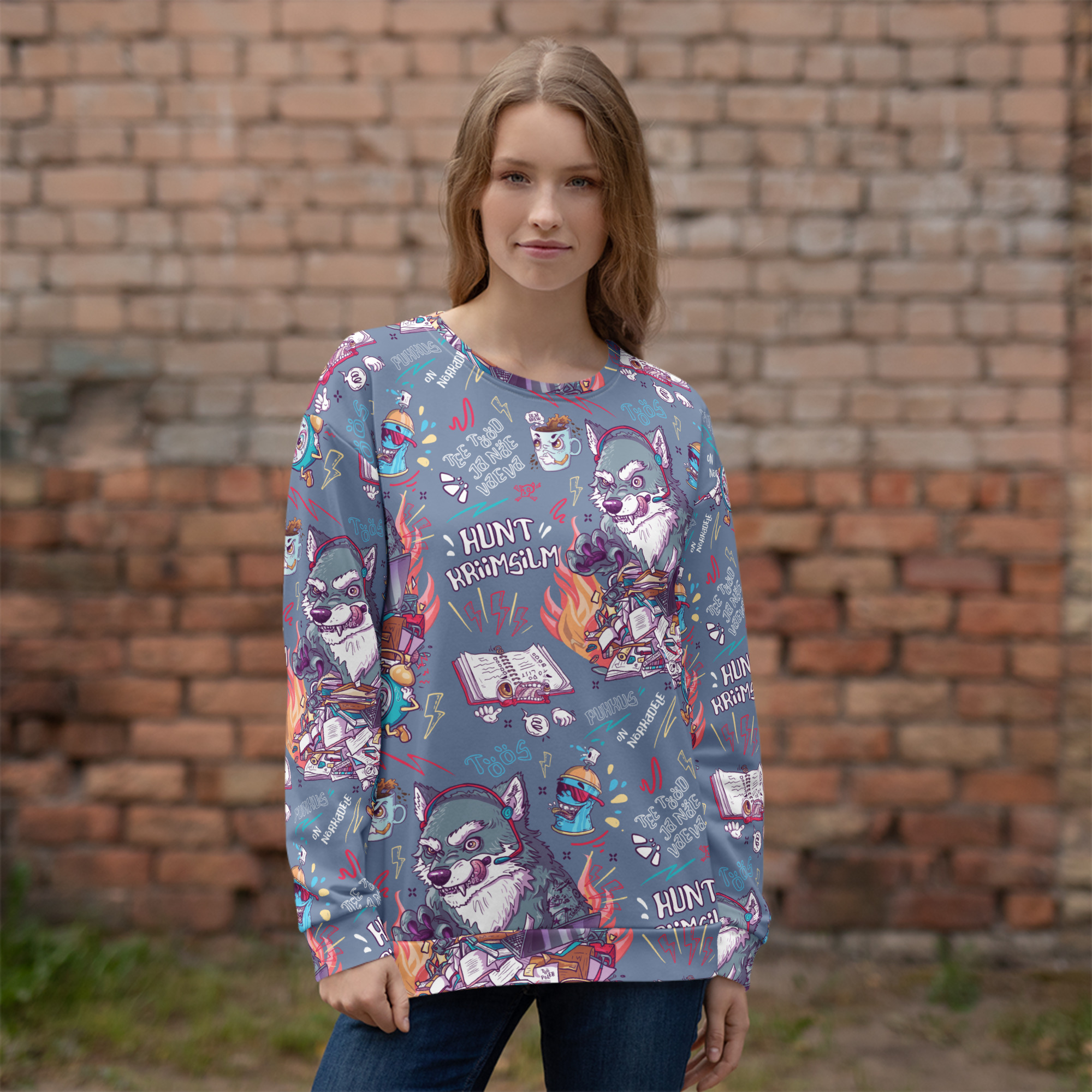 Workaholic Pattern Sweatshirt - Image 6